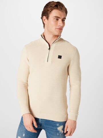 !Solid Sweater 'Valencia' in Beige: front