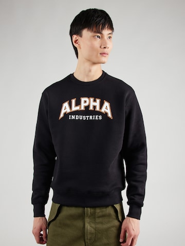 ALPHA INDUSTRIES Sweatshirt 'College' in Schwarz: Vorderseite