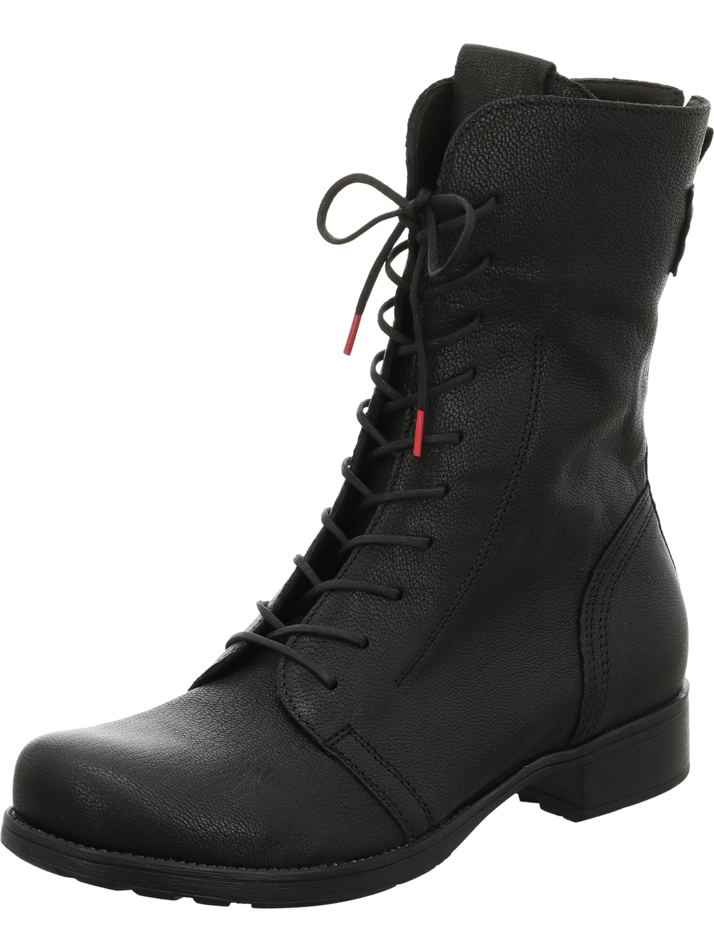 THINK! Schnürstiefelette 'Denk!' in Schwarz: Vorderseite