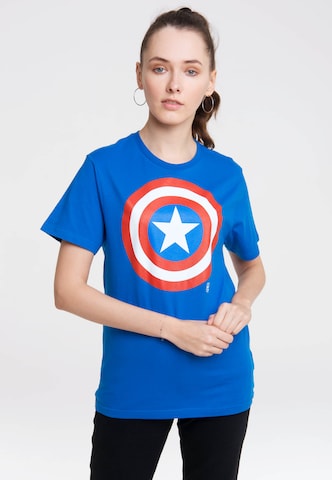 LOGOSHIRT Shirt 'Marvel Comics' in Blue: front