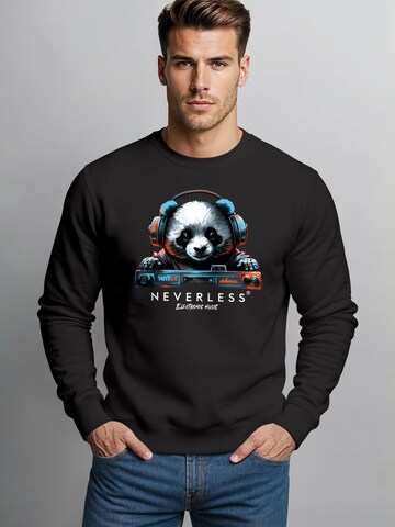 Neverless Sweatshirt 'Panda DJ' in Black