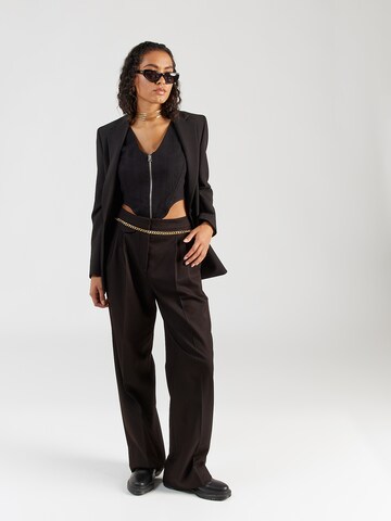 HUGO Loose fit Pleat-Front Pants 'Helepher' in Brown