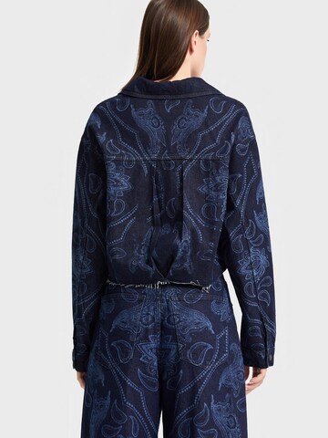 IT'S BASIC Between-season jacket 'Rhinestone Printed Denim Jacket' in Blue