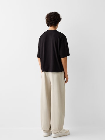 Bershka Wide leg Broek in Beige