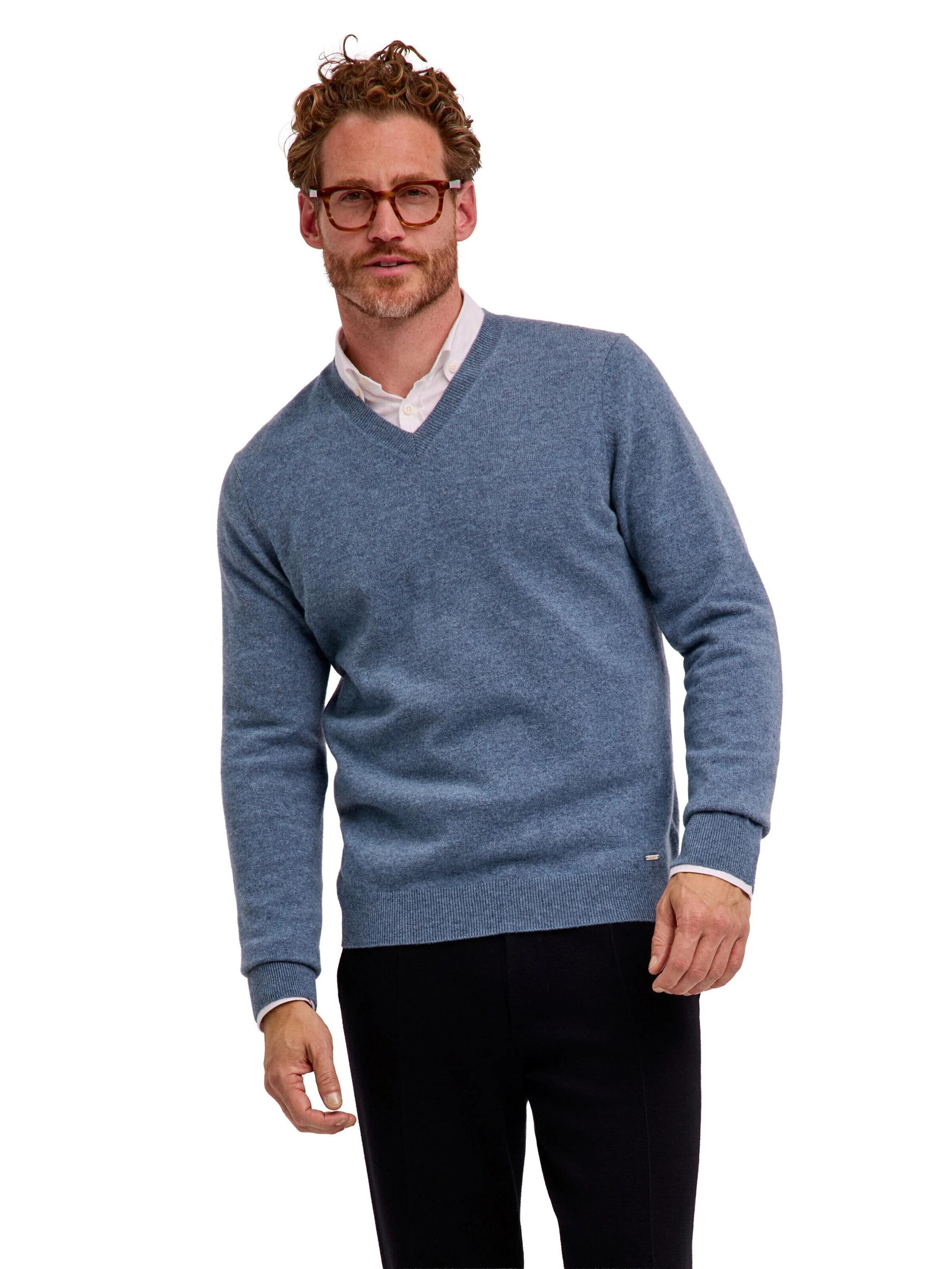FALKE Sweater 'Pure Cashmere' in Blue: front