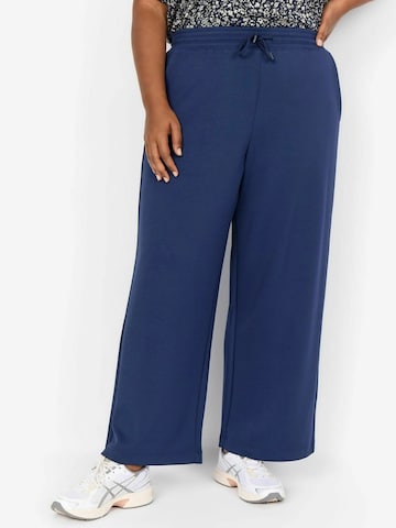 Wasabi Concept Wide leg Broek 'Sabina' in Blauw: voorkant