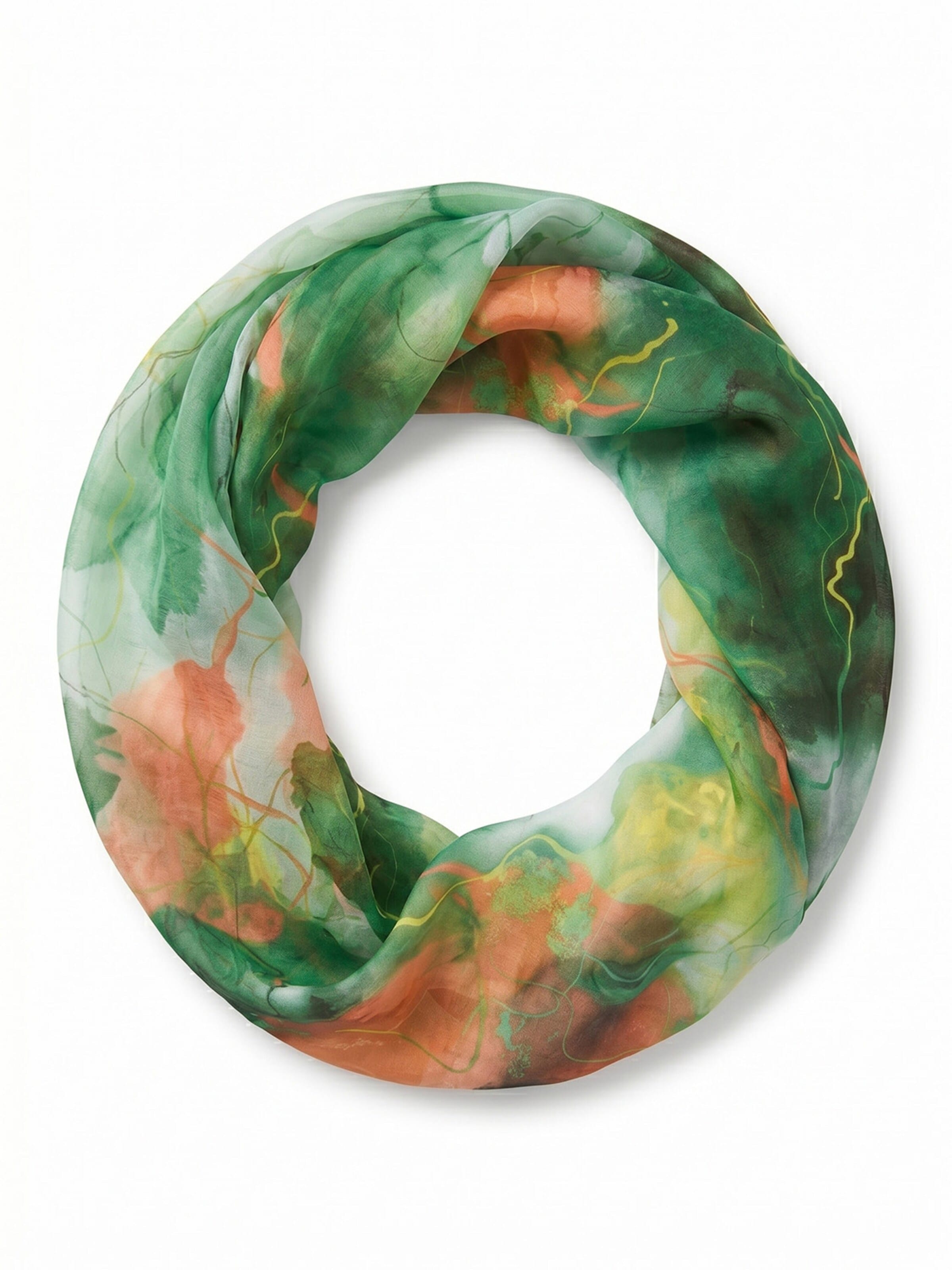 styleBREAKER Loop scarf 'Loop Schal mit Aquarell Glow Muster' in Green: front