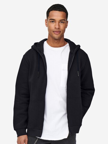Only & Sons Sweat jacket 'Ceres' in Black