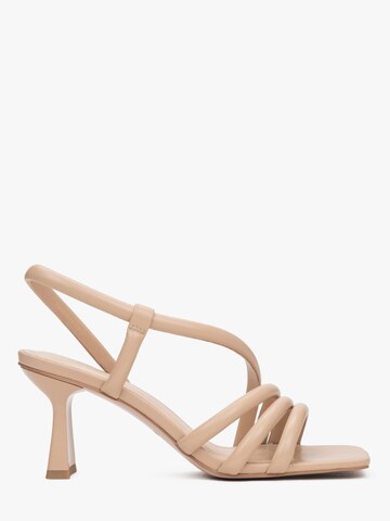 Estro Strap Sandals '0556' in Beige: front
