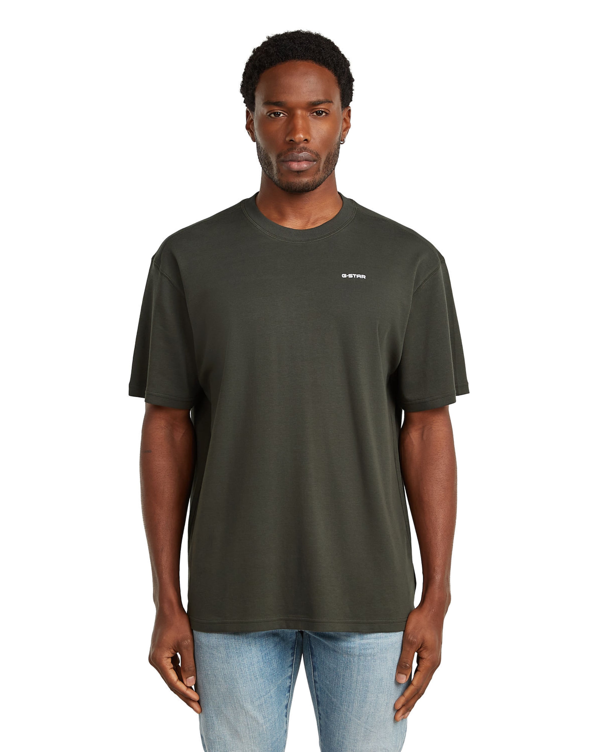 G-STAR Shirt 'Rib Insert Relaxed' in Green: front