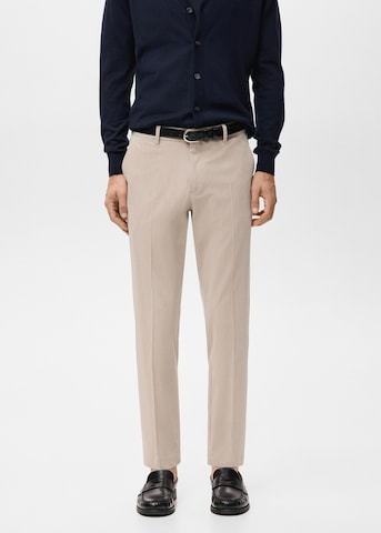 MANGO MAN Slim fit Pleated Pants 'Bologna' in Beige: front