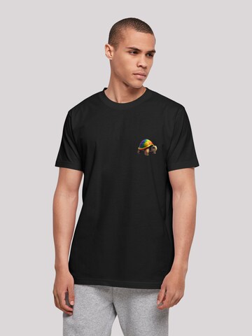 F4NT4STIC Shirt 'Rainbow Turtle' in Zwart: voorkant