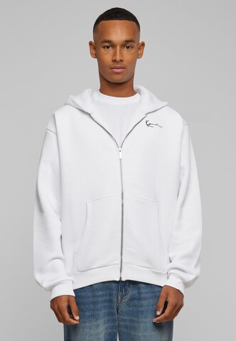 Karl Kani Zip-Up Hoodie in White: front