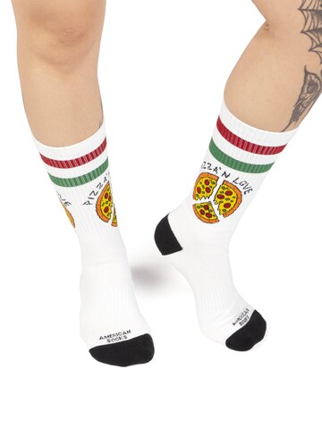 Chaussettes 'Pizza'n Love' American Socks en blanc