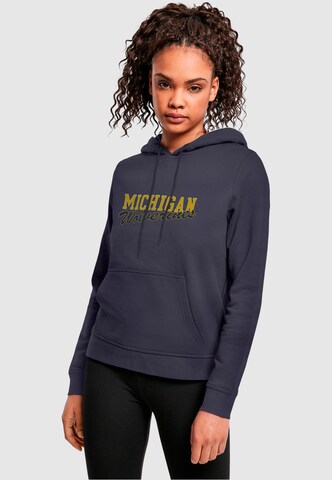 Merchcode Sweatshirt 'Michigan Wolverines - Script' in Blauw: voorkant