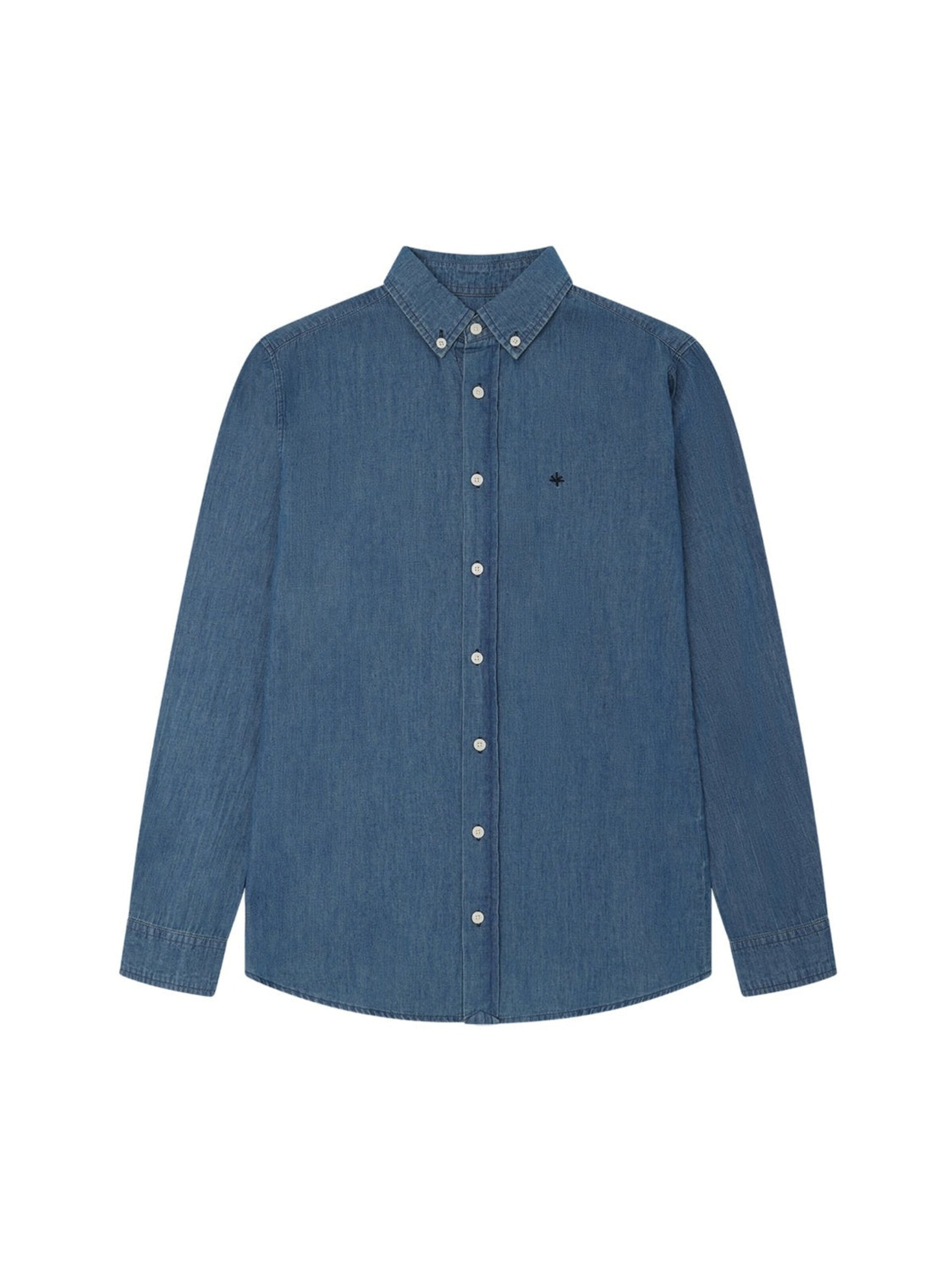 Laurent Vergne Slim fit Button Up Shirt 'Marseille Slim Fit Denim Shirt' in Blue: front