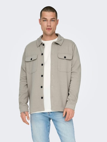 Only & Sons Comfort fit Overhemd 'newkodyl' in Beige: voorkant