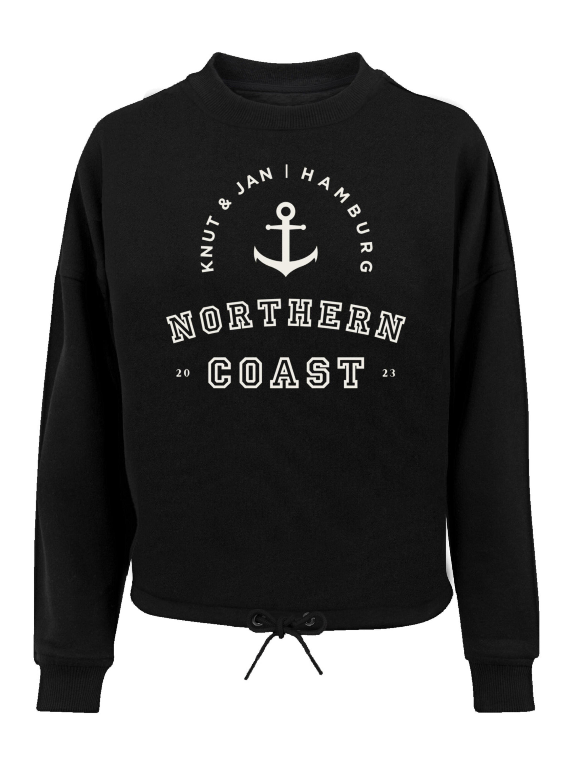 F4NT4STIC Sweatshirt 'Northern Coast Knut & Jan Hamburg' in Schwarz: Vorderseite