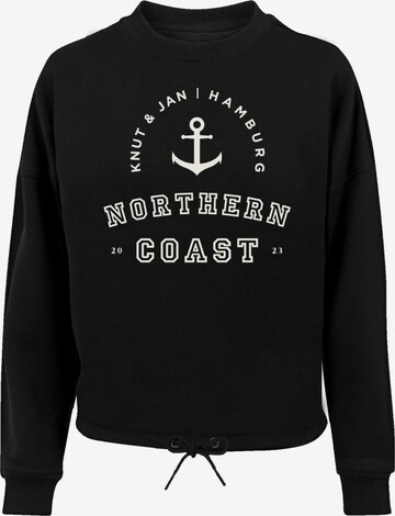 F4NT4STIC Sweatshirt 'Northern Coast Knut & Jan Hamburg' in Schwarz: predná strana