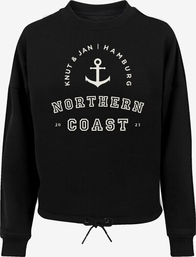 F4NT4STIC Sweatshirt 'Northern Coast Knut & Jan Hamburg' in schwarz / weiß, Produktansicht