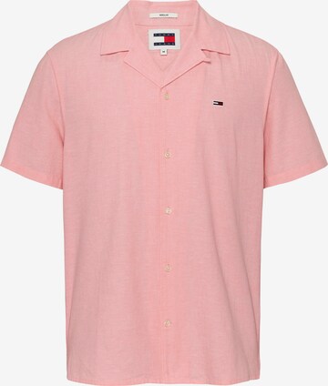 Tommy Jeans Button Up Shirt in Pink: front