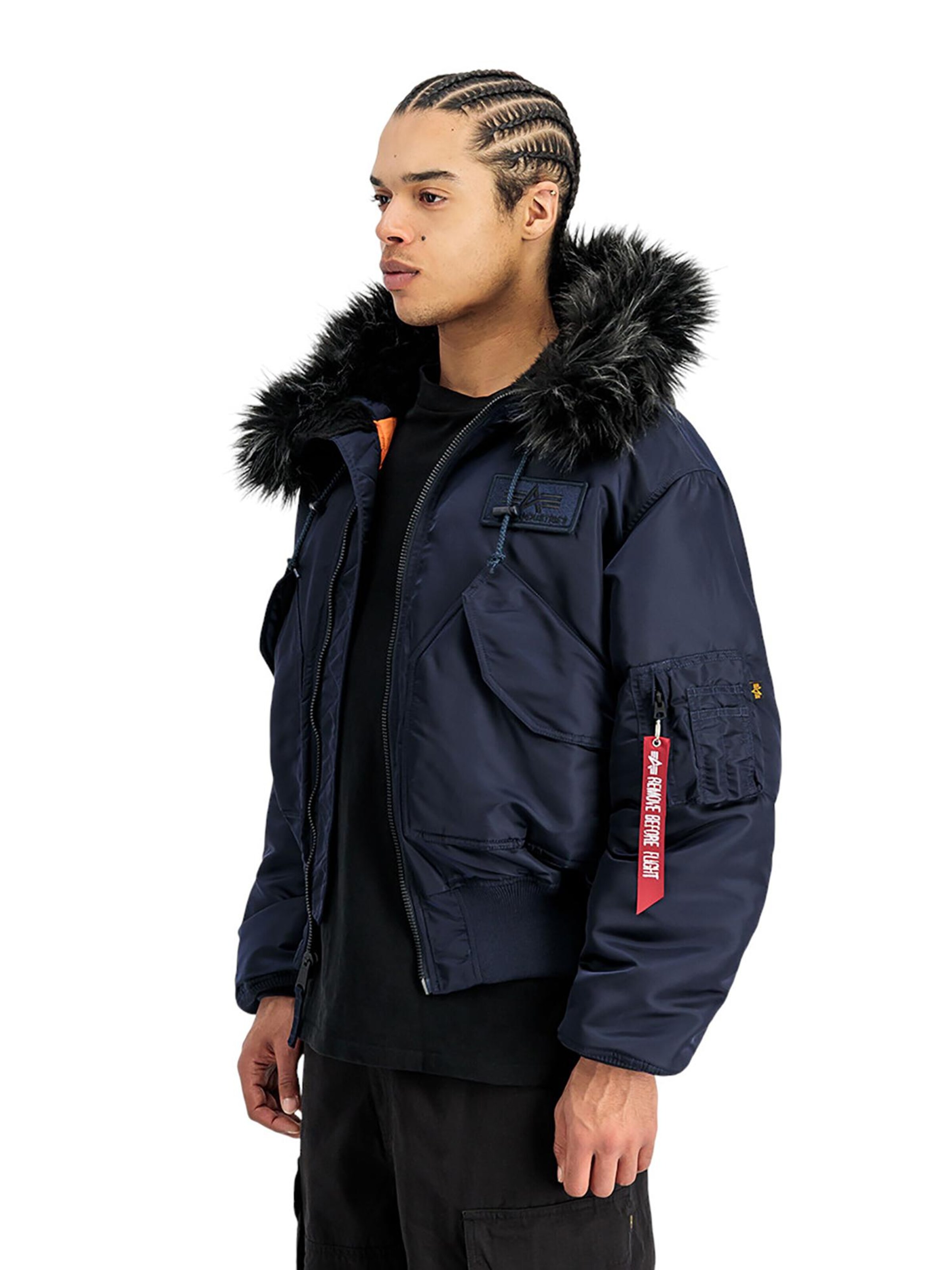 ALPHA INDUSTRIES Winter Jacket '45/P Hooded Custom' in Blue