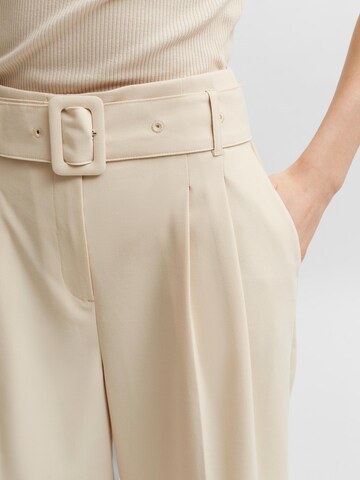 SELECTED FEMME Zvonové kalhoty Kalhoty se sklady v pase 'SLFLUISA-RITA' – béžová