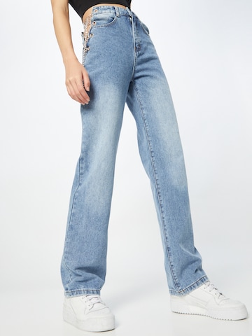 Misspap Wide leg Jeans 'Chain Side' in Blue: front