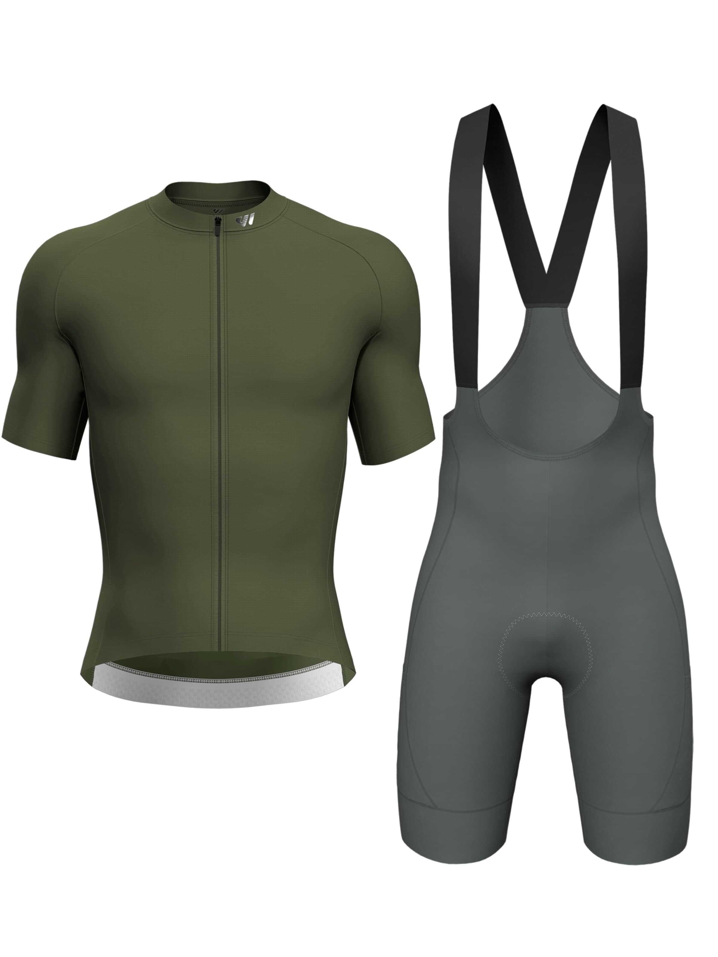 WULIBIKE Sweatsuit 'Wulibike Radsport-Set 'Utility Cargo' in Oliv/Grau' in Green: front