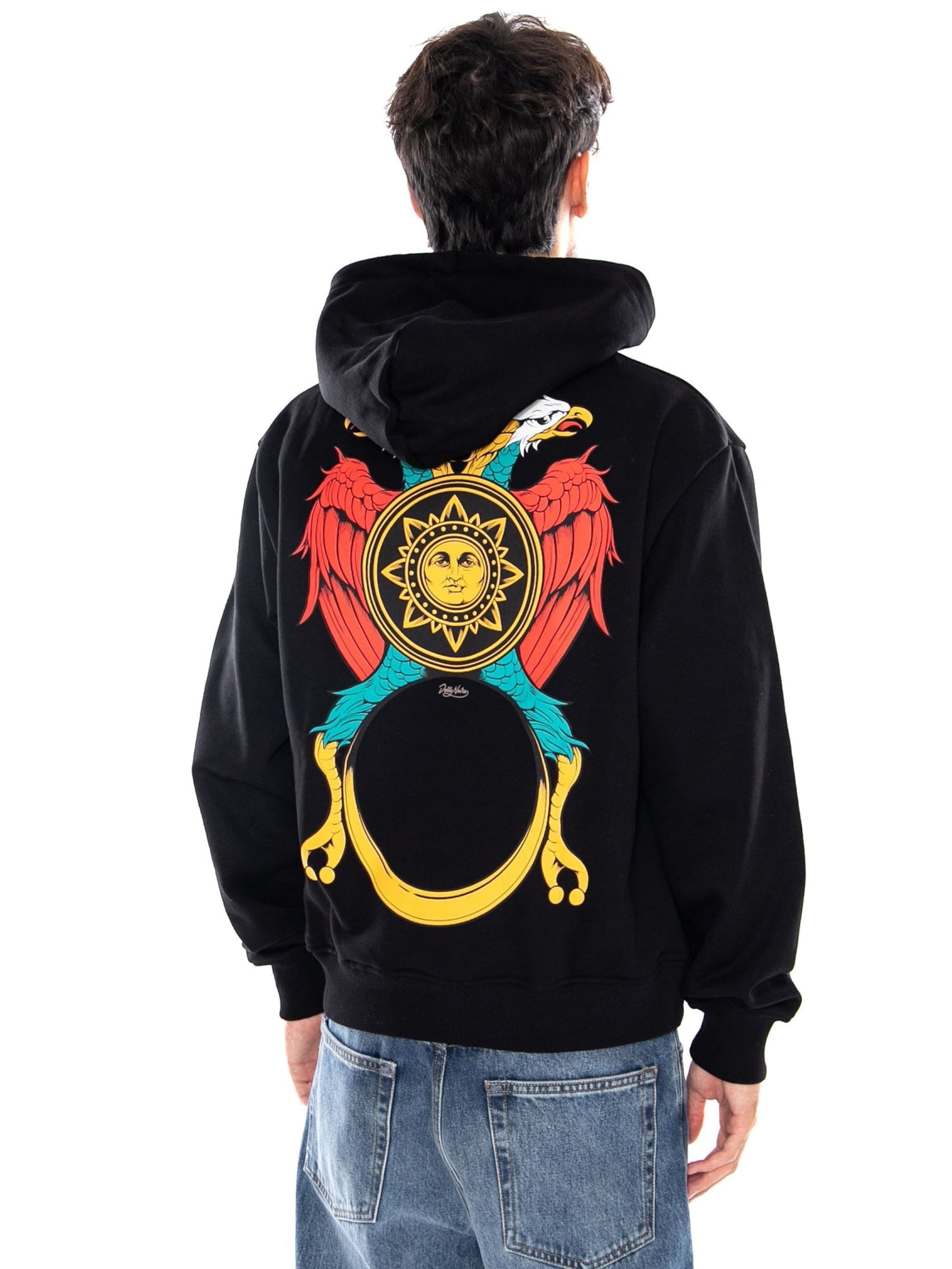 Felpa 'ASSO DI DENARI HOODIE BLACK' di DOLLY NOIRE in nero