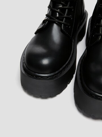 Pull&Bear Lace-Up Ankle Boots in Black