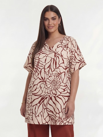 YOEK Tuniek in Beige: voorkant