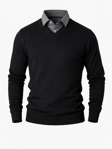 PANTONECLO Trui 'Pantoneclo Men’s Mock Sweater' in Zwart: voorkant