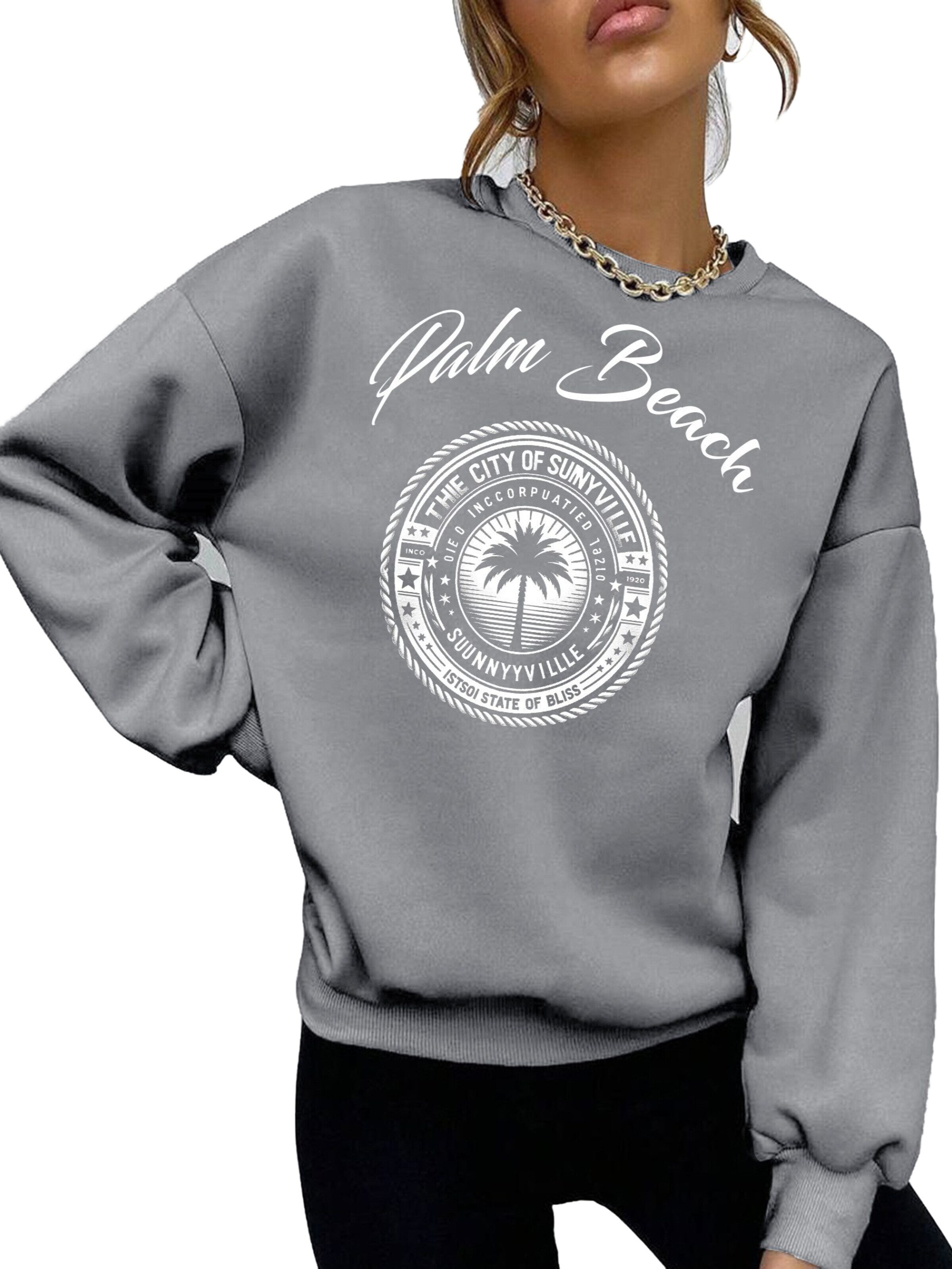 RMK Sweatshirt 'Palm Beach'‌‌‌‌‌‌‌ in Grau: Vorderseite