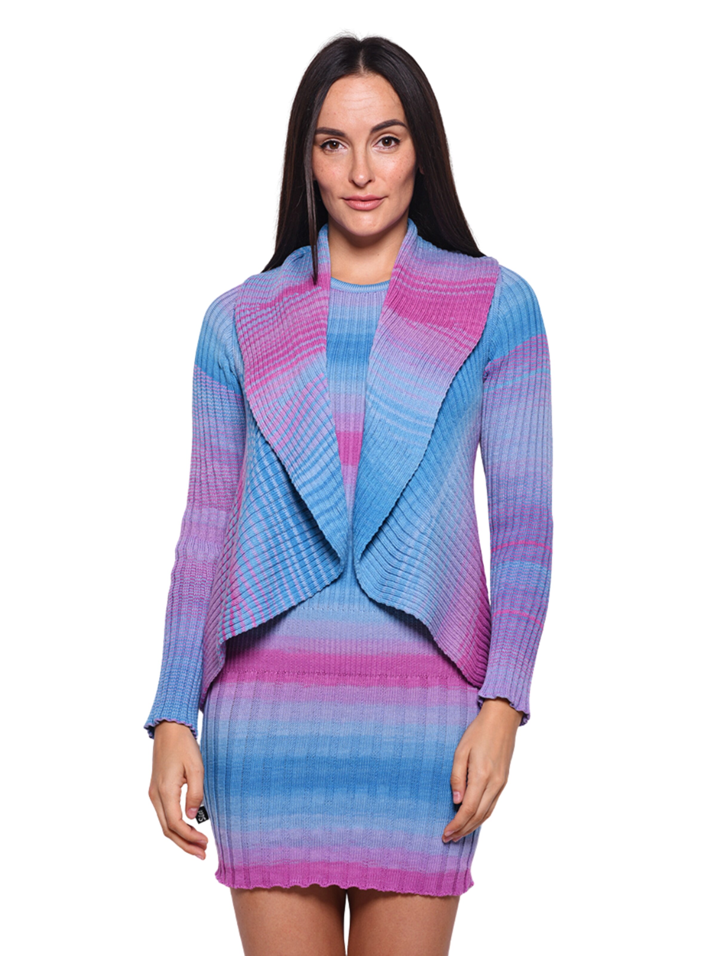 Süel knitwear - Cárdigan 'Round ribbed' en lila: frente