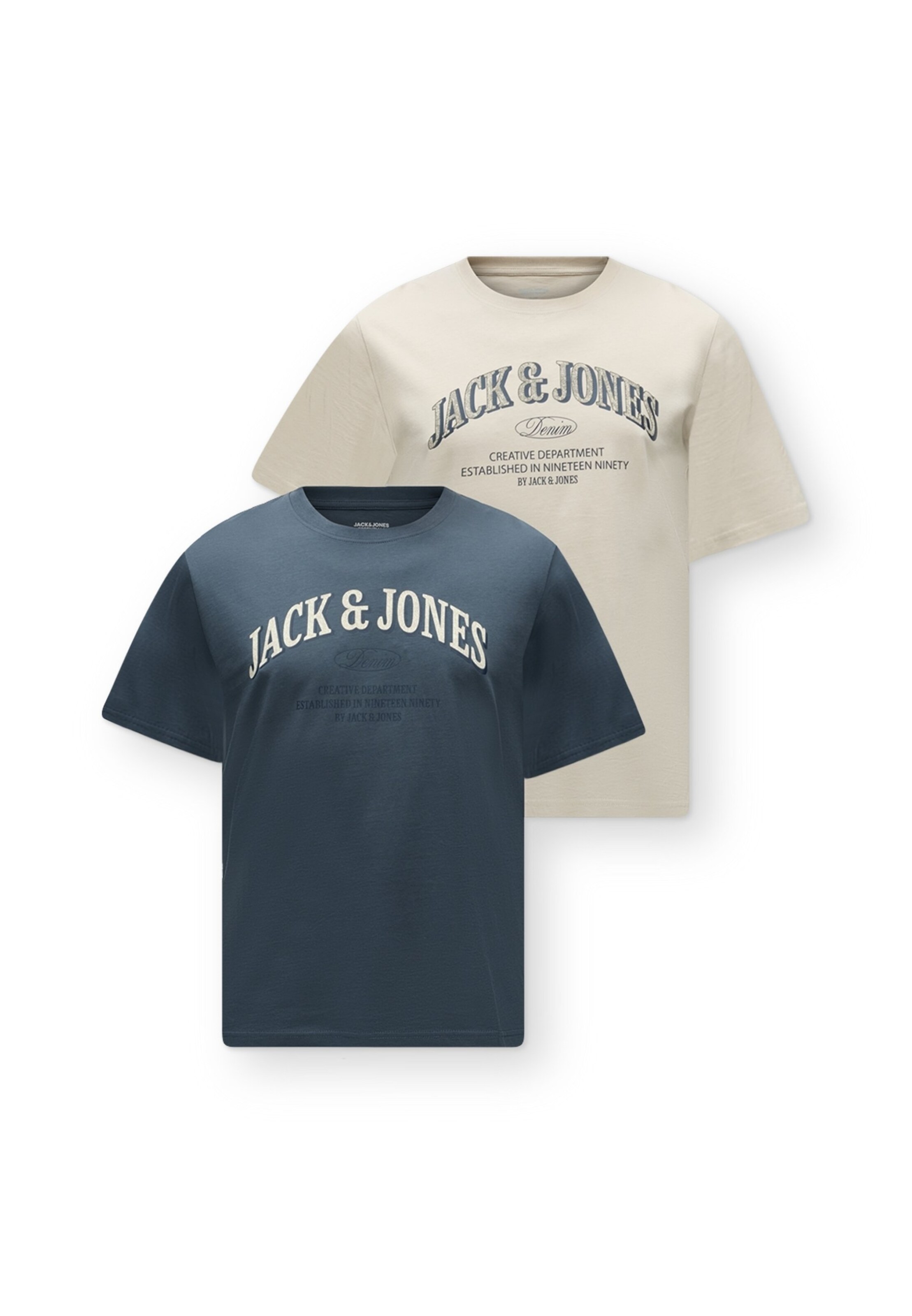 bēšs JACK & JONES T-Krekls 'JJEDENVER': no priekšpuses