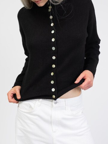 BROKE + SCHÖN Knit Cardigan 'Strickjacke mit Stehkragen' in Black