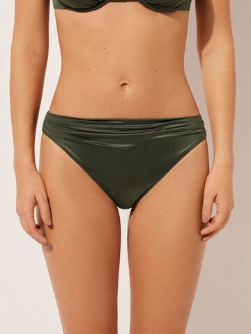 CALZEDONIA Bikini Bottoms 'SHINY SATIN' in Green: front