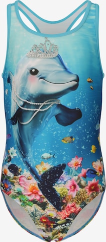 ZigZag Badeanzug in Blau: Vorderseite