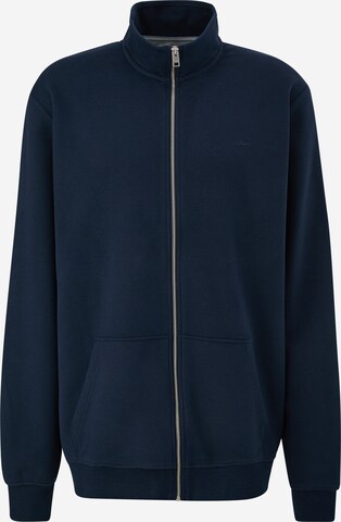 s.Oliver Men Tall Sizes Zip-Up Hoodie in Blue: front