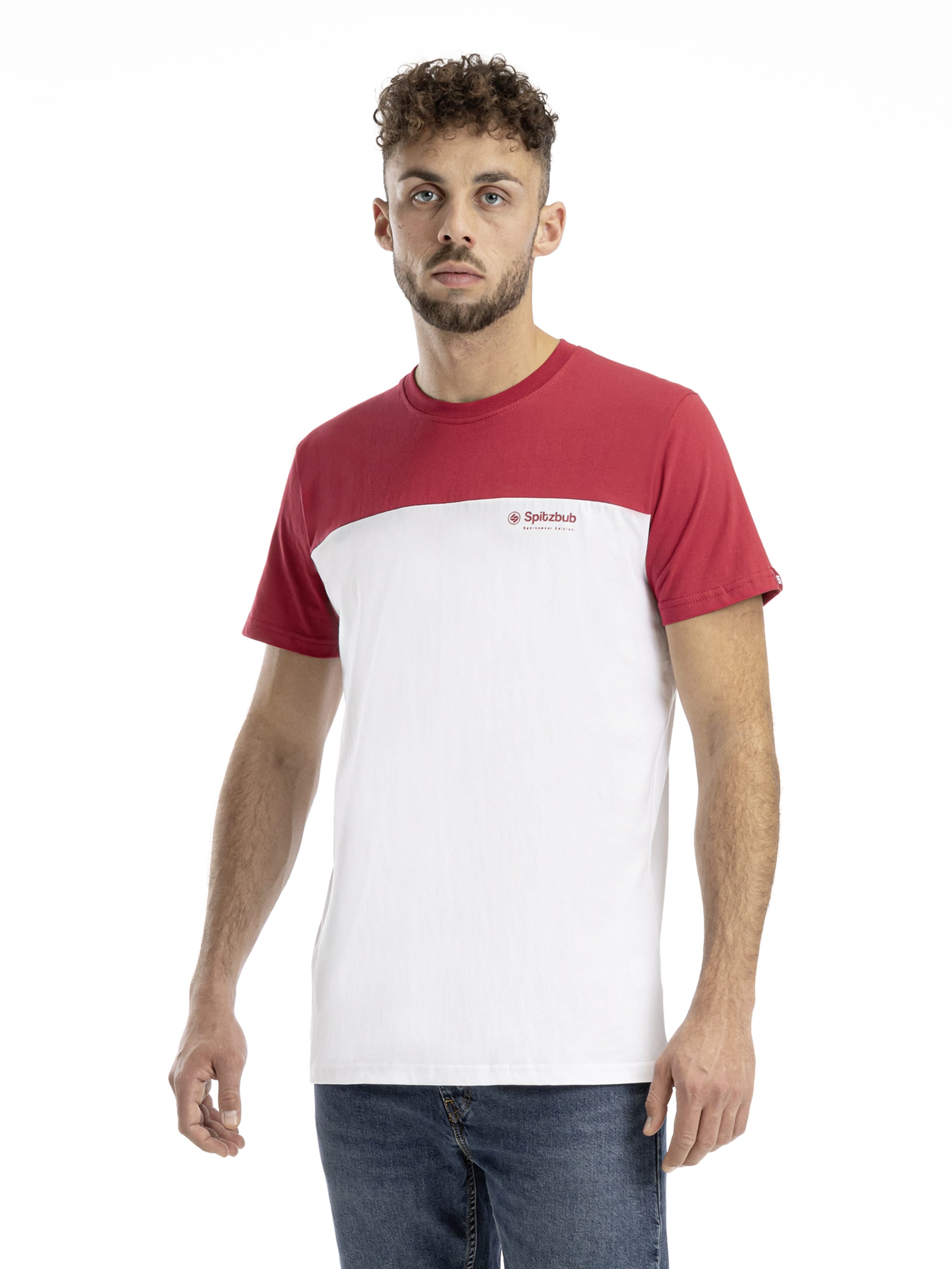 SPITZBUB Shirt 'Half Sports' in Rot: Vorderseite