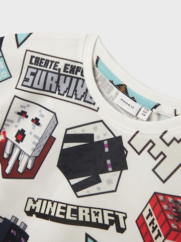 NAME IT Shirts 'Minecraft' i hvid