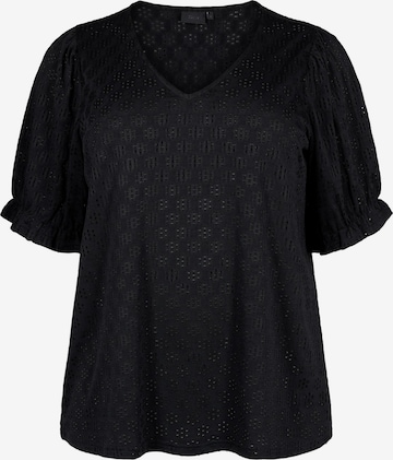 Camicia da donna 'VALABAMA' di Zizzi in nero: frontale