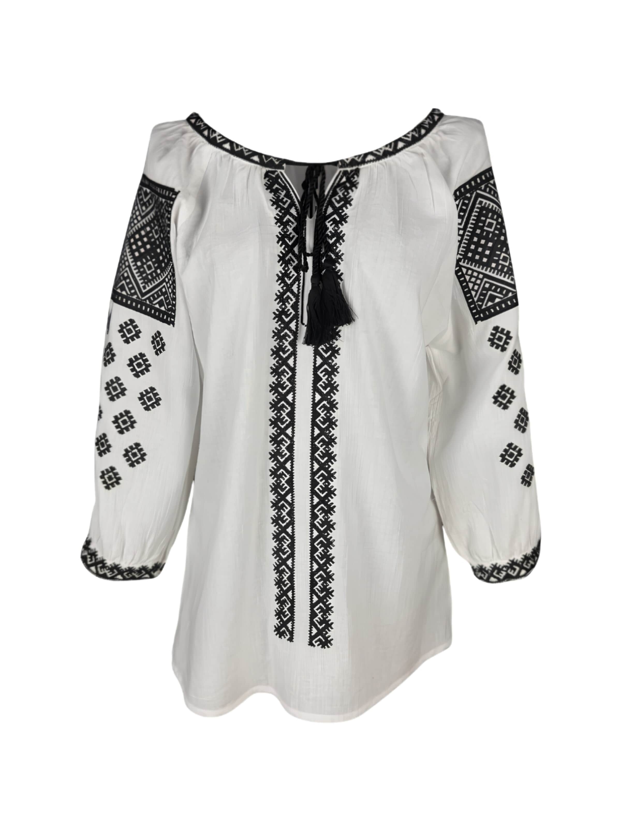 Blouse folklorique 'Damenbluse IL26, weiß/schwarz , marimea XL' Rody’s forever en blanc : devant