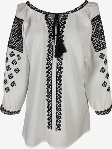 Blouse folklorique 'Damenbluse IL26, weiß/schwarz , marimea XL' Rody’s forever en blanc : devant