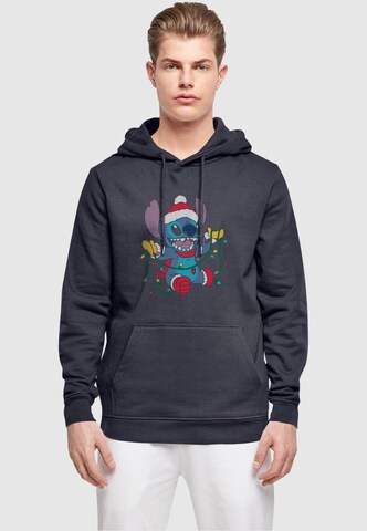 Felpa 'Lilo And Stitch - Christmas Lights' di ABSOLUTE CULT in blu: frontale