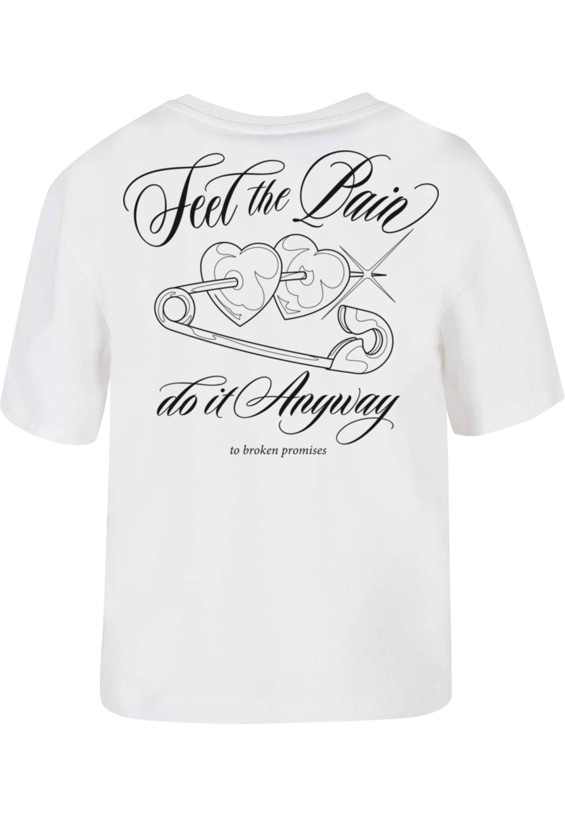 Maglietta 'Feel The Pain' di Miss Tee in bianco