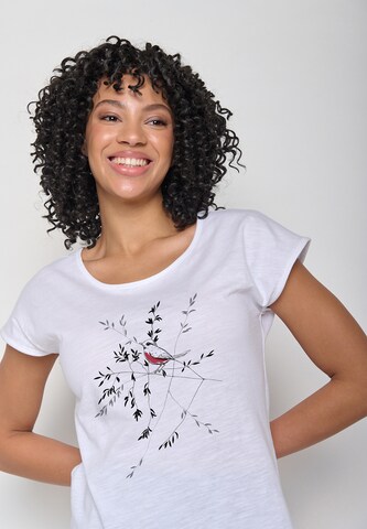 GREENBOMB Shirt 'Nature Allium' in Wit: voorkant
