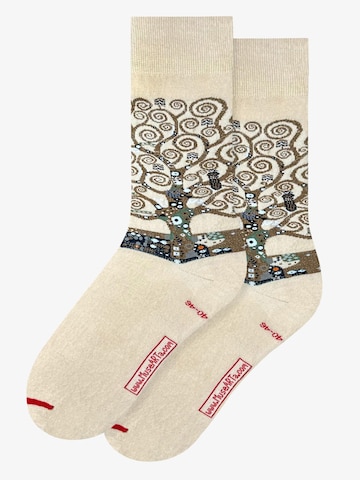 MuseARTa Socken 'Gustav Klimt - Der Lebensbaum' in Beige: Vorderseite