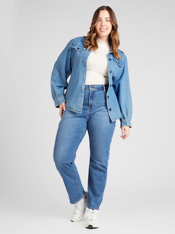 Levi's® Plus Regular Jeans '724 PL HR Straight' in Blauw